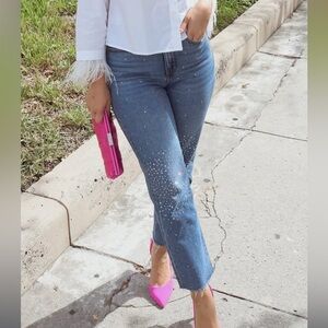 LOFT sequin straight high rise jean